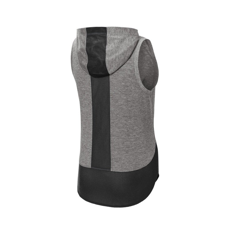 CAPELLA Sport-Tek ® Ladies PosiCharge ® Tri-Blend Wicking Draft Hoodie Tank - Black/ Dark Grey Heather