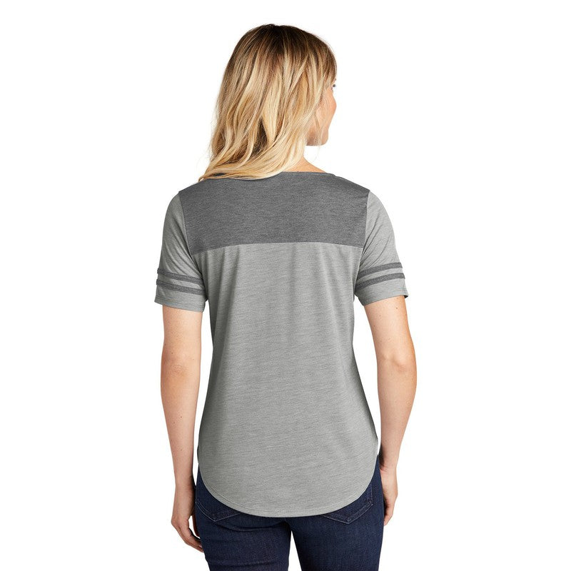 CAPELLA Sport-Tek ® Ladies PosiCharge ® Tri-Blend Wicking Fan Tee - Dark Grey Heather/ Light Grey Heather