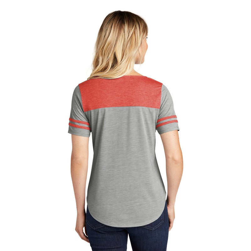 CAPELLA Sport-Tek ® Ladies PosiCharge ® Tri-Blend Wicking Fan Tee - True Red Heather/ Light Grey Heather