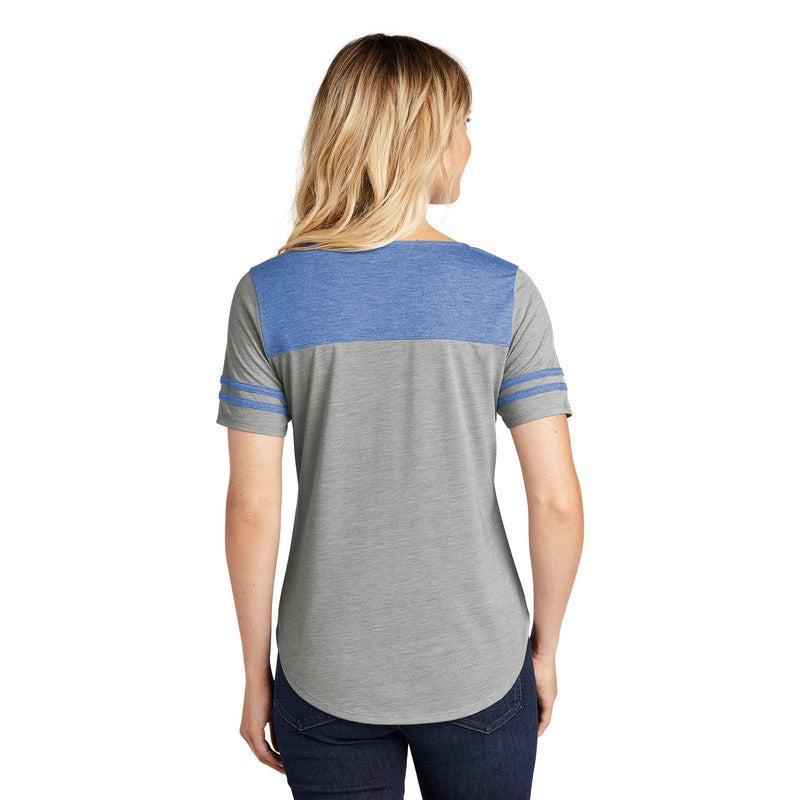 CAPELLA Sport-Tek ® Ladies PosiCharge ® Tri-Blend Wicking Fan Tee - True Royal Heather/ Light Grey Heather