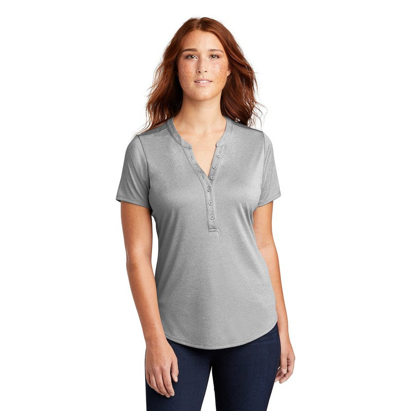 CAPELLA Sport-Tek ® Ladies Endeavor Henley - Light Grey Heather