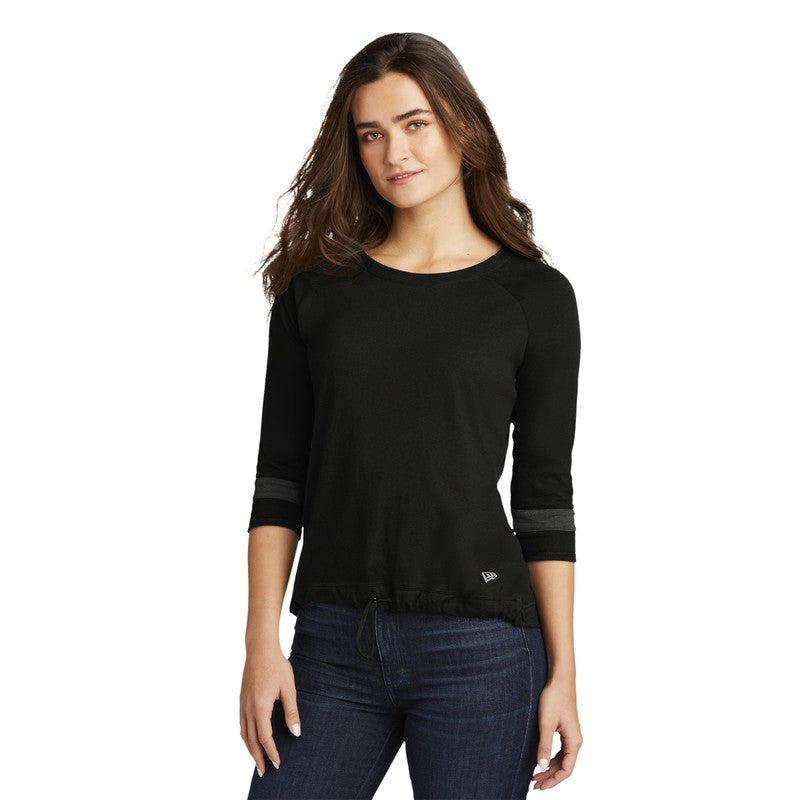CAPELLA New Era ® Ladies Tri-Blend 3/4-Sleeve Tee - Black Solid/ Graphite
