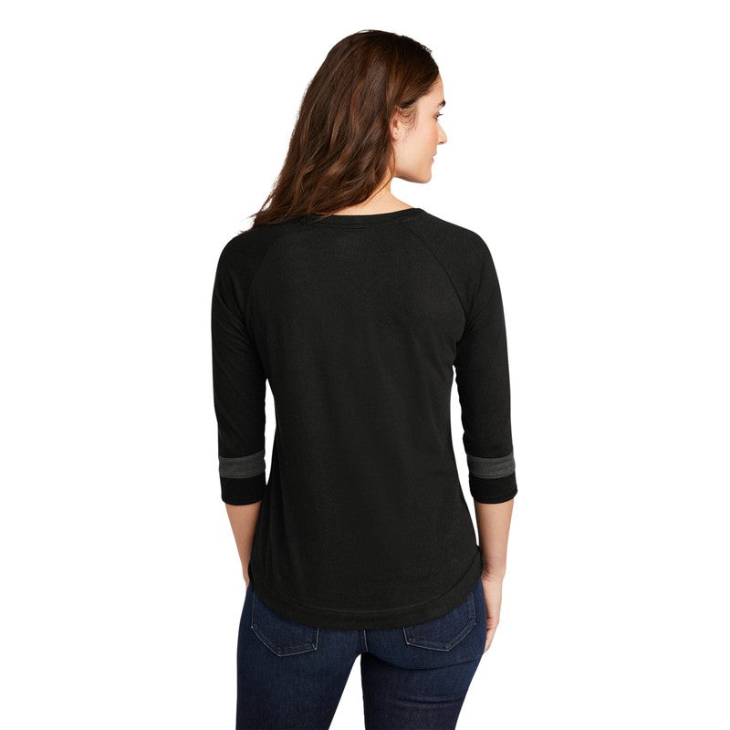 CAPELLA New Era ® Ladies Tri-Blend 3/4-Sleeve Tee - Black Solid/ Graphite