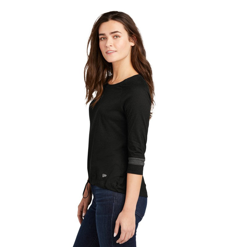 CAPELLA New Era ® Ladies Tri-Blend 3/4-Sleeve Tee - Black Solid/ Graphite