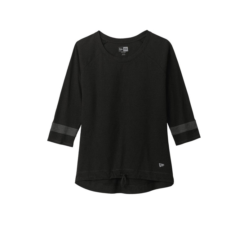 CAPELLA New Era ® Ladies Tri-Blend 3/4-Sleeve Tee - Black Solid/ Graphite