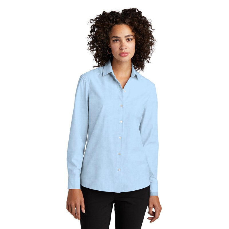 CAPELLA Mercer+Mettle® Women’s Long Sleeve Stretch Woven Shirt - Air Blue End on End