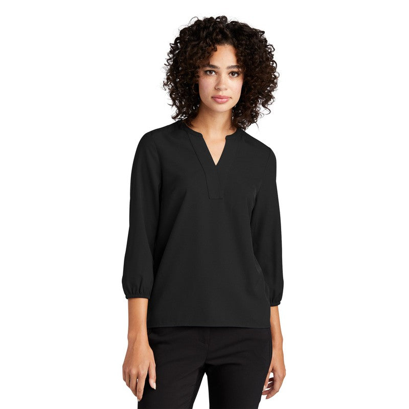 CAPELLA Mercer+Mettle™ Women's Stretch Crepe 3/4-Sleeve Blouse - Deep Black