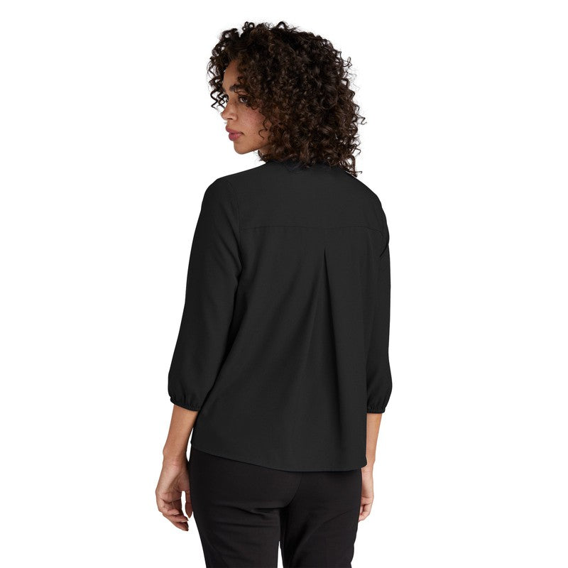 CAPELLA Mercer+Mettle™ Women's Stretch Crepe 3/4-Sleeve Blouse - Deep Black