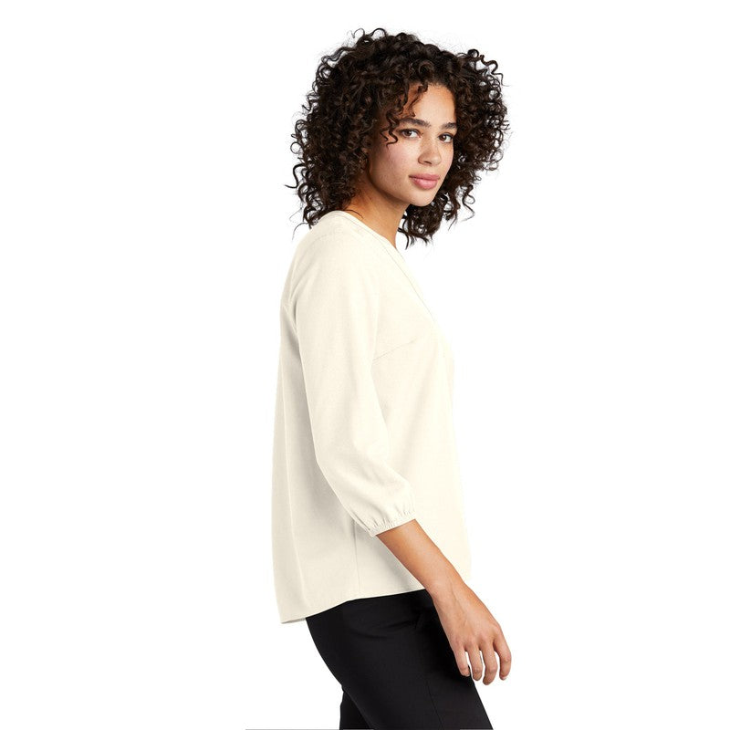 CAPELLA Mercer+Mettle™ Women's Stretch Crepe 3/4-Sleeve Blouse - Ivory Chiffon