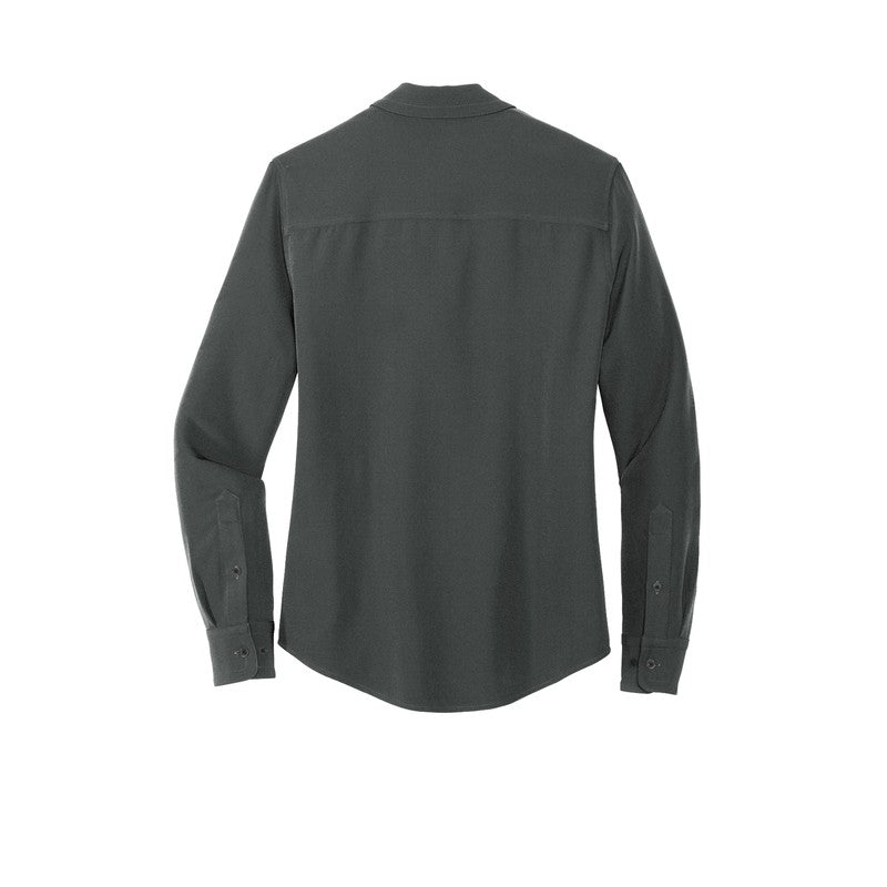 CAPELLA Mercer+Mettle™ Women's Stretch Crepe Long Sleeve Camp Blouse - Anchor Grey
