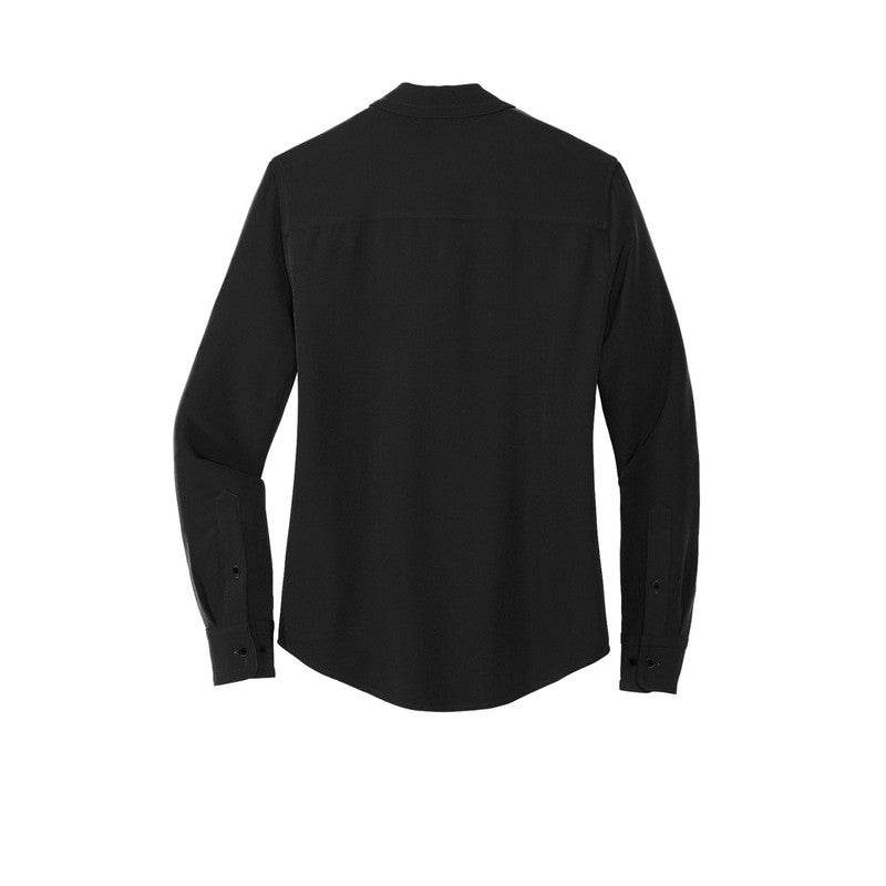 CAPELLA Mercer+Mettle™ Women's Stretch Crepe Long Sleeve Camp Blouse - Deep Black