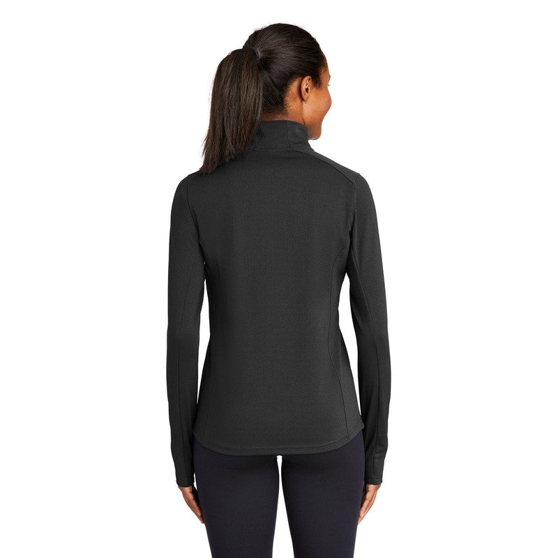 CAPELLA Sport-Tek® Ladies Sport-Wick® Textured 1/4-Zip Pullover - Black