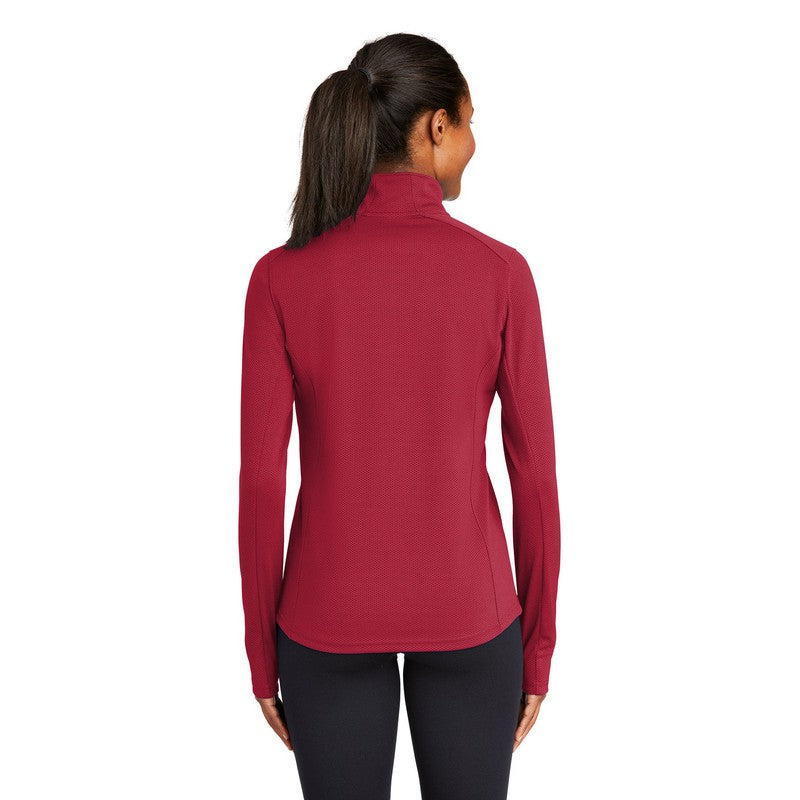 CAPELLA Sport-Tek® Ladies Sport-Wick® Textured 1/4-Zip Pullover - Deep Red