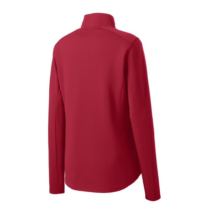 CAPELLA Sport-Tek® Ladies Sport-Wick® Textured 1/4-Zip Pullover - Deep Red