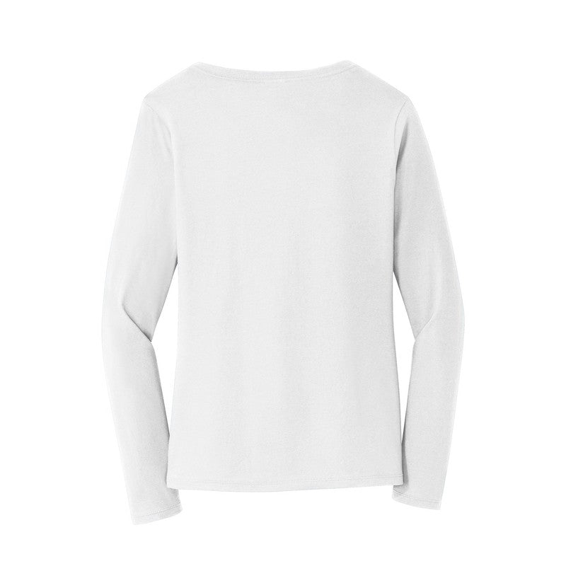 CAPELLA Port & Company® Ladies Long Sleeve Fan Favorite™ V-Neck Tee - White