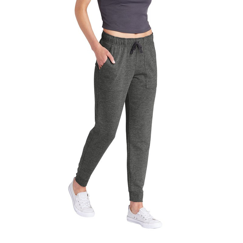 CAPELLA Sport-Tek ® Ladies PosiCharge ® Tri-Blend Wicking Fleece Jogger - Dark Grey Heather