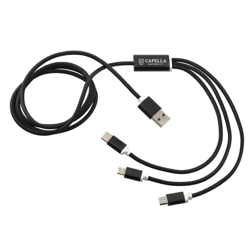 CAPELLA Realm 3-in-1 Long Charging Cable - BLACK