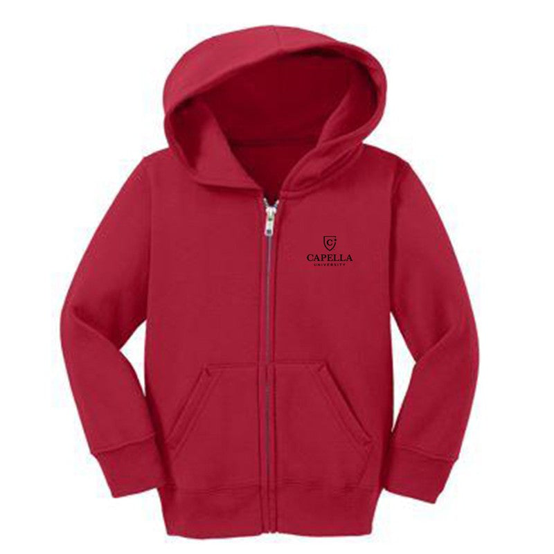 CAPELLA Port & Company® Toddler Core Fleece Full-Zip Hooded Sweatshirt-RED