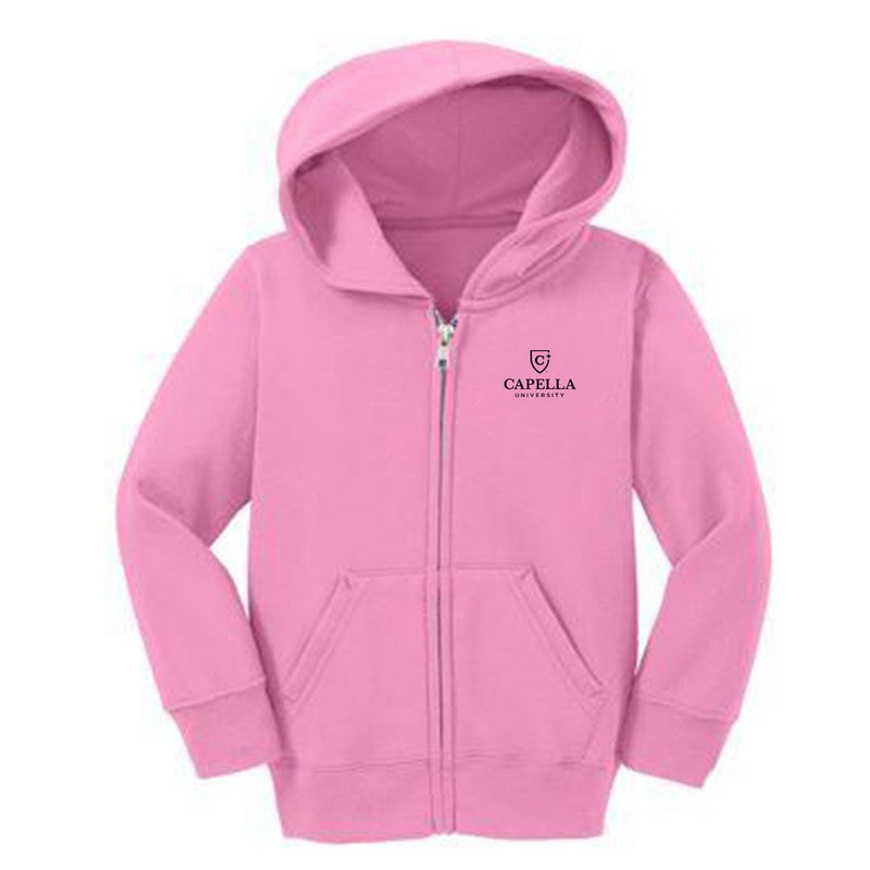 CAPELLA Port & Company® Toddler Core Fleece Full-Zip Hooded Sweatshirt-PINK