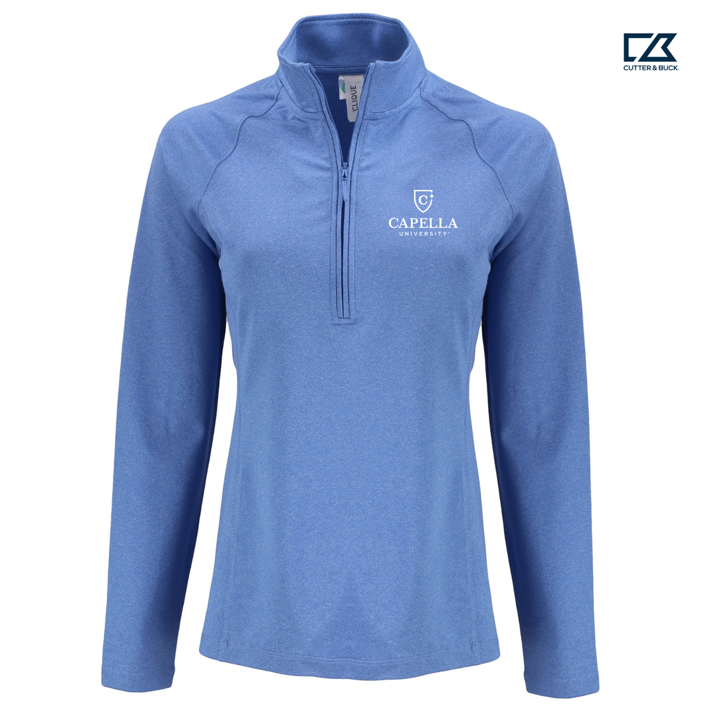 CAPELLA Clique Dash Recycled Women's Quarter Zip Sweatshirt - Royal Blue Heather