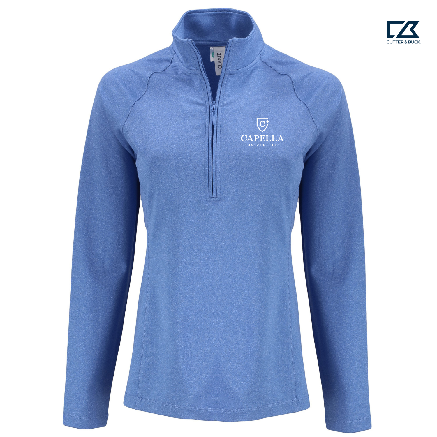 CAPELLA Clique Dash Recycled Women's Quarter Zip Sweatshirt - Royal Blue Heather