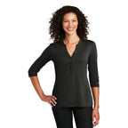 CAPELLA Port Authority ® Ladies UV Choice Pique Henley - BLACK
