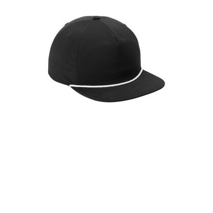 NEW CAPELLA Port Authority® 5-Panel Poly Rope Cap - BLACK/WHITE