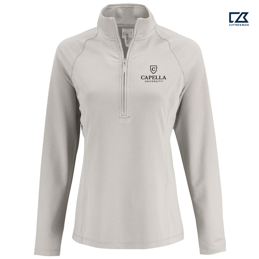 CAPELLA Clique Dash Recycled Women's Quarter Zip Sweatshirt - Silver Grey Heather