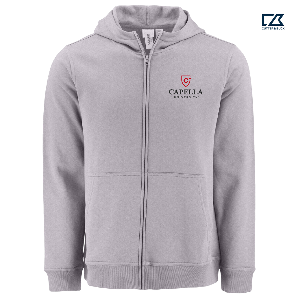 CAPELLA Clique Drive Recycled Unisex Full Zip Hooded Sweatshirt - Grey Melange
