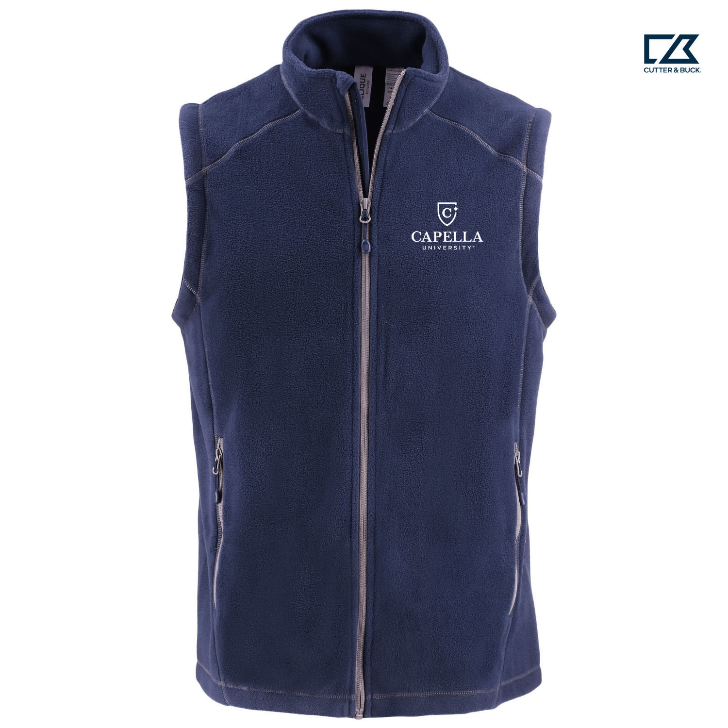 CAPELLA Clique Powder Recycled Fleece Mens Full Zip Vest - Dark Navy