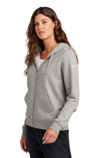 NEW Nike Ladies Club Fleece Sleeve Swoosh Full-Zip Hoodie - Dark Grey Heather