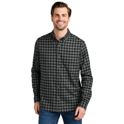 NEW CAPELLA - Eddie Bauer® Long Sleeve Favorite Flannel Plaid Shirt - Deep Plaid Mini Buffalo