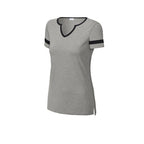 CAPELLA Sport-Tek® Ladies Halftime Notch Neck Tee - Vintage Heather/Black