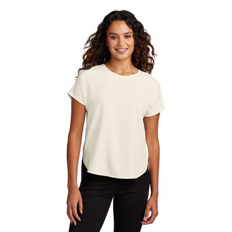 NEW CAPELLA Mercer+Mettle™ Women's Stretch Crepe Crew - Ivory Chiffon