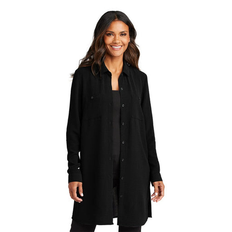 CAPELLA Port Authority® Ladies Textured Crepe Long Tunic - Deep Black