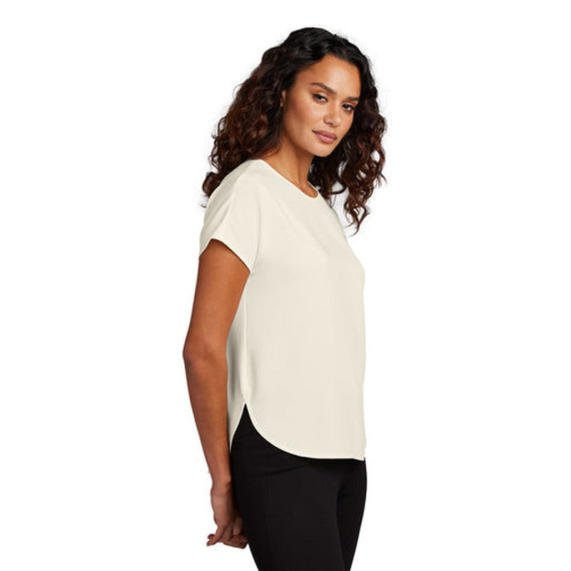 NEW CAPELLA Mercer+Mettle™ Women's Stretch Crepe Crew - Ivory Chiffon