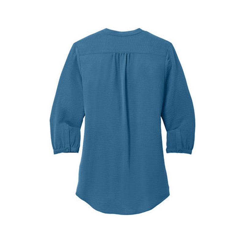 NEW CAPELLA Port Authority® Ladies 3/4-Sleeve Textured Crepe Tunic - Aegean Blue