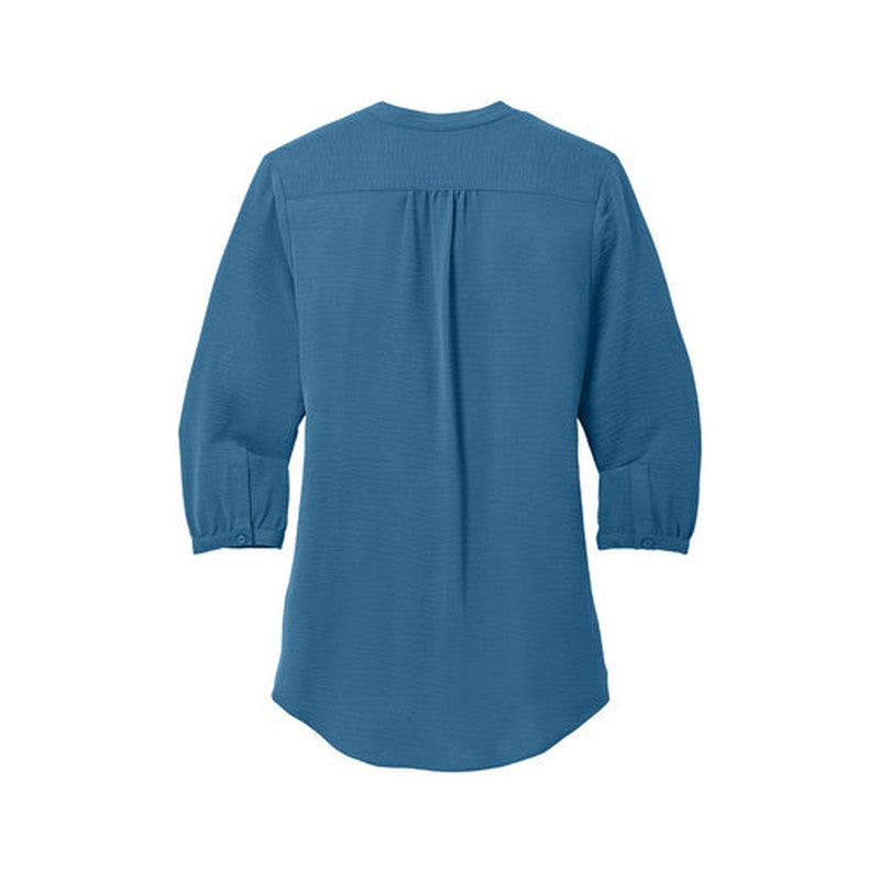 CAPELLA Port Authority® Ladies 3/4-Sleeve Textured Crepe Tunic - Aegean Blue