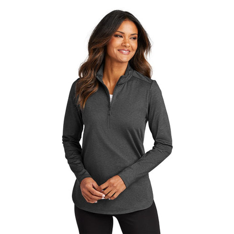 NEW CAPELLA Port Authority® Ladies C-FREE® Double Knit 1/4-Zip - Grey Steel Heather