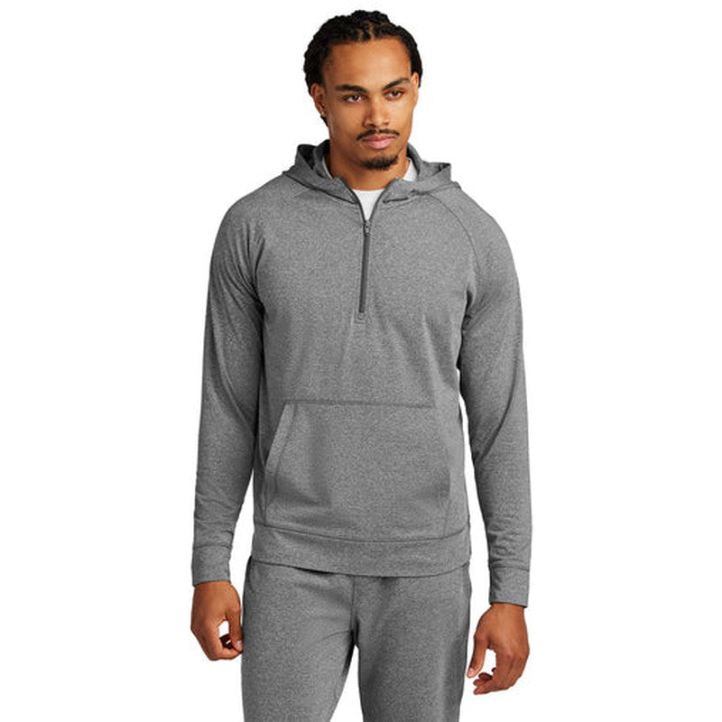 NEW CAPELLA Sport-Tek® Sport-Wick® Stretch 1/2-Zip Hoodie - Charcoal Grey Heather