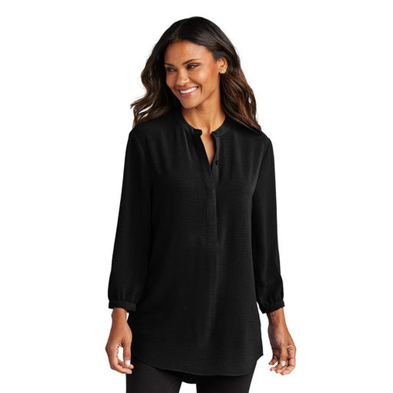 CAPELLA Port Authority® Ladies 3/4-Sleeve Textured Crepe Tunic - Deep Black