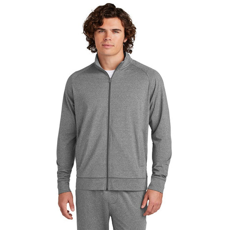 NEW CAPELLA Sport-Tek® Sport-Wick® Stretch Full-Zip Cadet Jacket - Charcoal Grey Heather