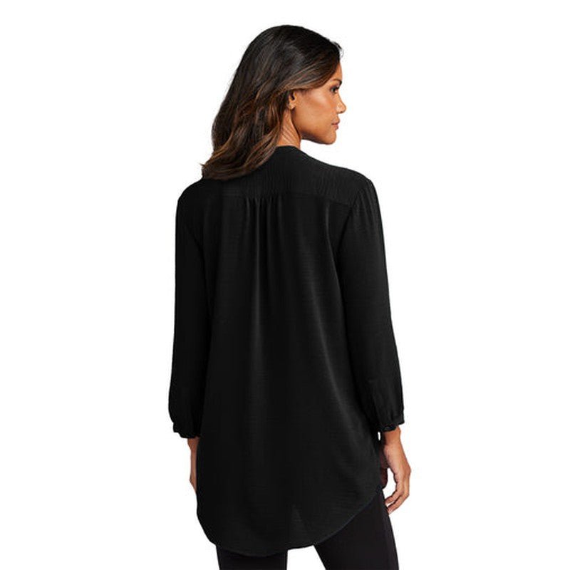 NEW CAPELLA Port Authority® Ladies 3/4-Sleeve Textured Crepe Tunic - Deep Black