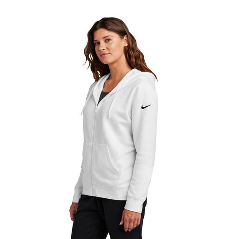 NEW Nike Ladies Club Fleece Sleeve Swoosh Full-Zip Hoodie - White