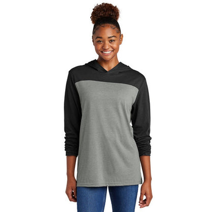 CAPELLA Sport-Tek® Halftime Long Sleeve Hoodie - Black/Vintage Heather