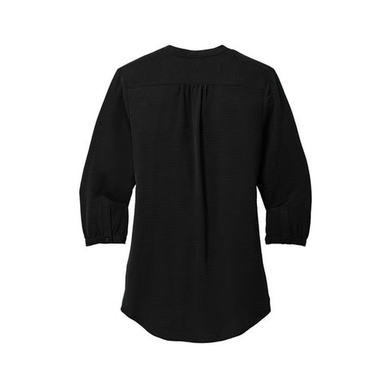 NEW CAPELLA Port Authority® Ladies 3/4-Sleeve Textured Crepe Tunic - Deep Black