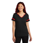 CAPELLA Sport-Tek® Ladies Halftime Notch Neck Tee - Black/Deep Red