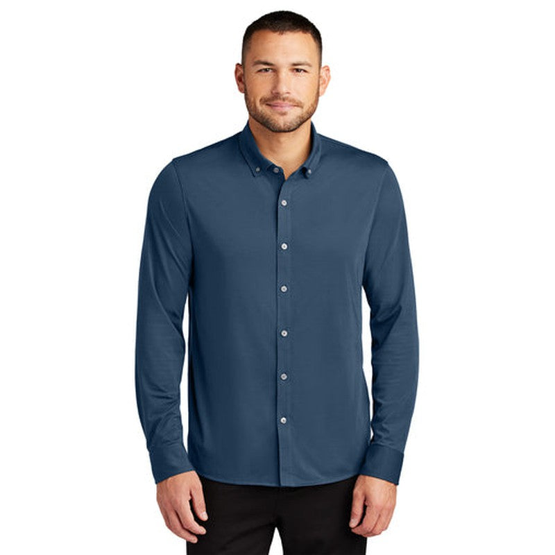 NEW CAPELLA Mercer+Mettle™ Stretch Jersey Long Sleeve Shirt - Insignia Blue