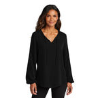 CAPELLA Port Authority® Women's Textured Crepe Blouse - Deep Black