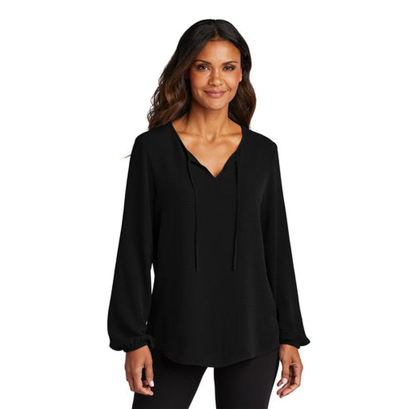 CAPELLA Port Authority® Women's Textured Crepe Blouse - Deep Black